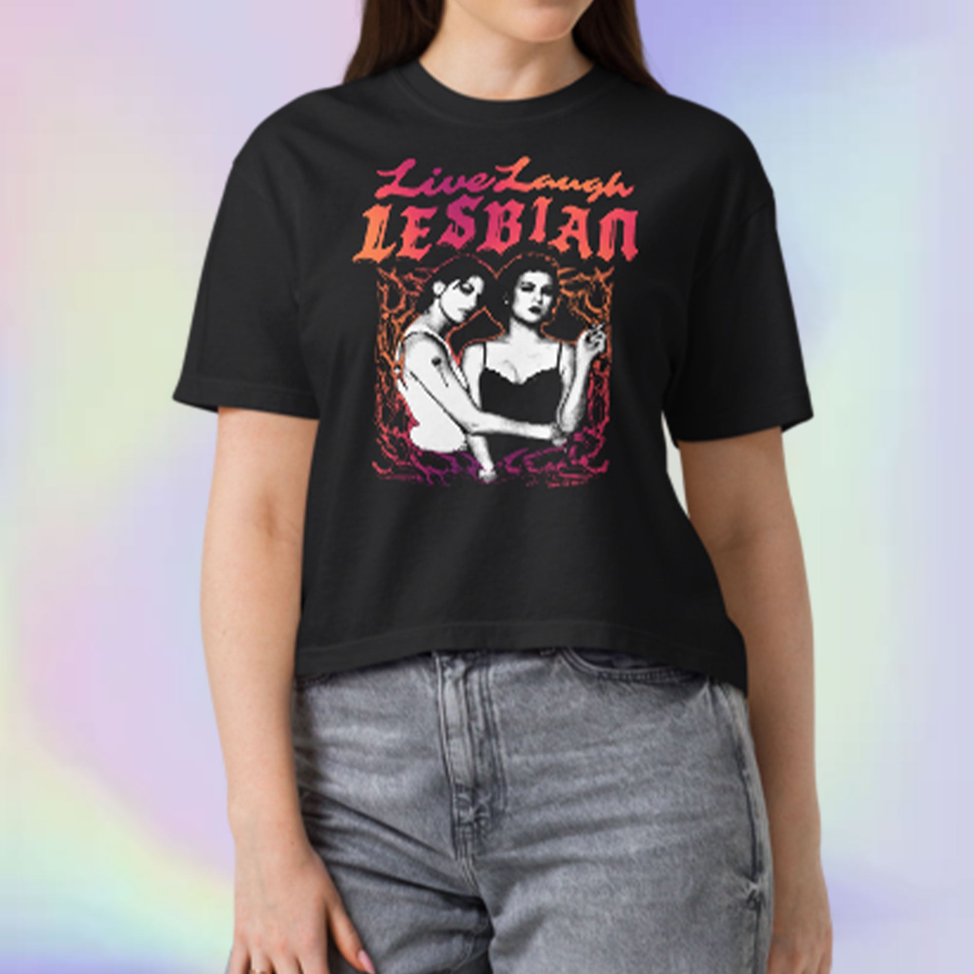 Bound Live Laugh Lesbian Women's Premium Crop Top