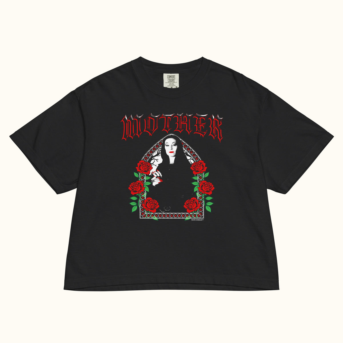 Morticia "Mother" Women’s Premium Crop Top in Black