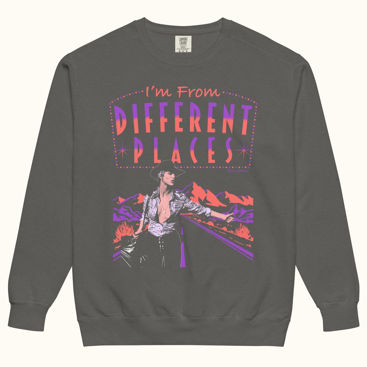 Different Places Showgirls Unisex Sweatshirt in Pepper, Premium fabric