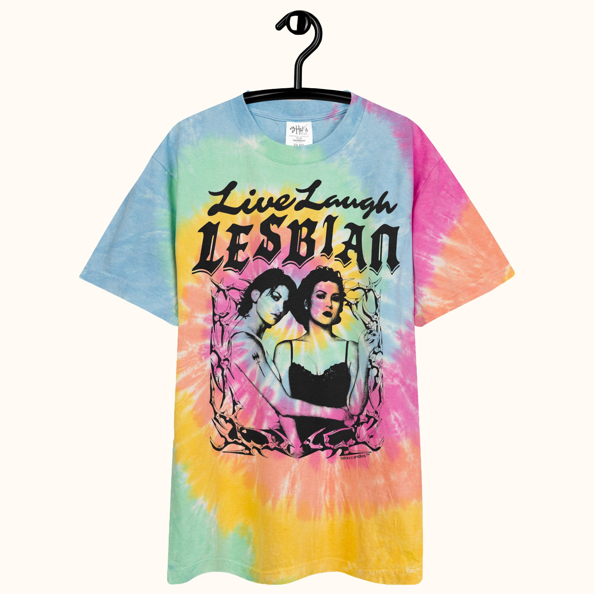 Bound Live Laugh Lesbian Oversized Tie-dye Unisex T-Shirt