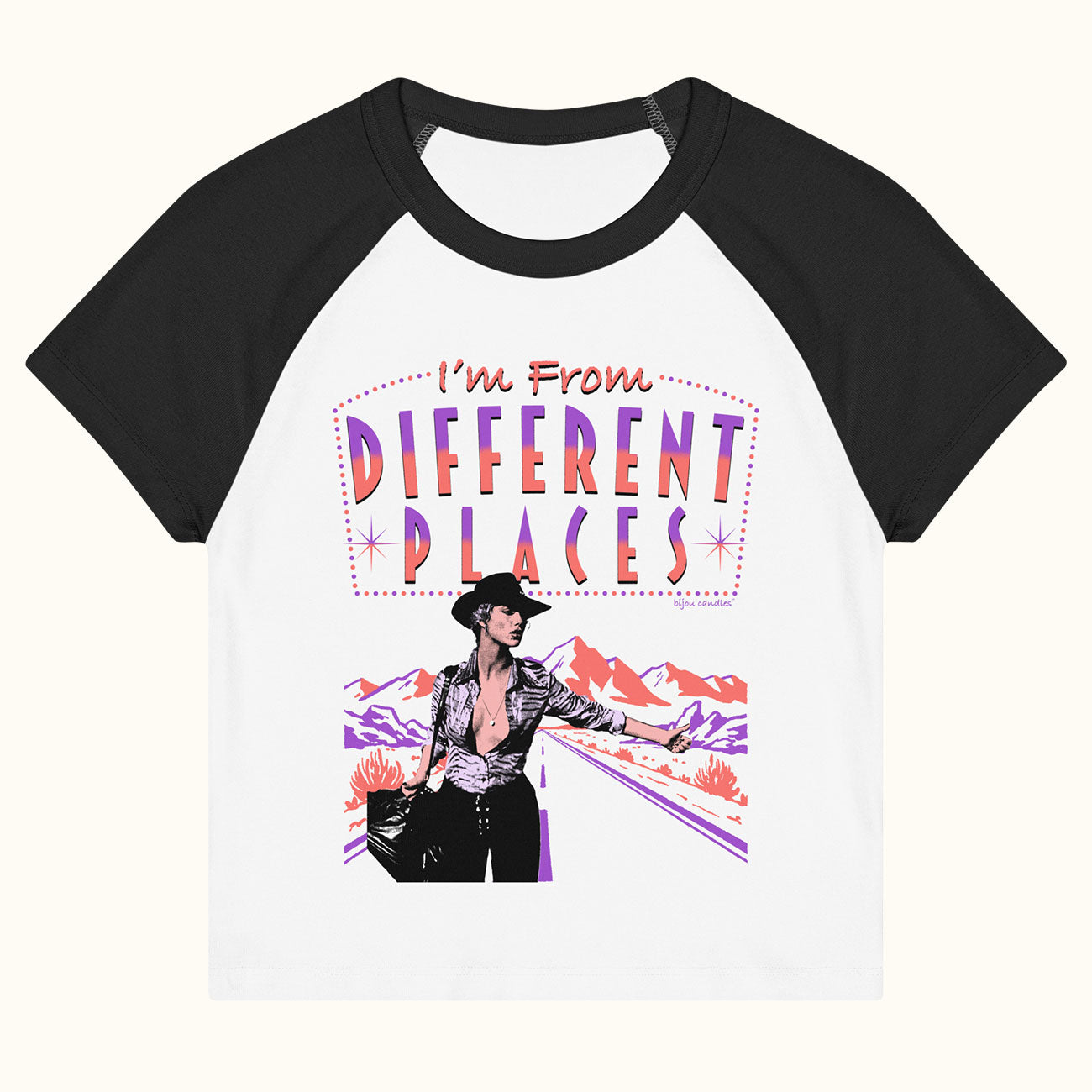 Different Places Showgirls Women’s Micro-rib Raglan Baby Tee