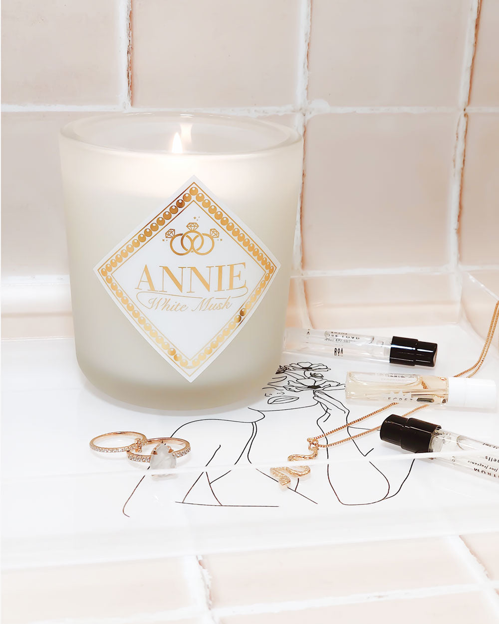 annie white musk candle lifestyle