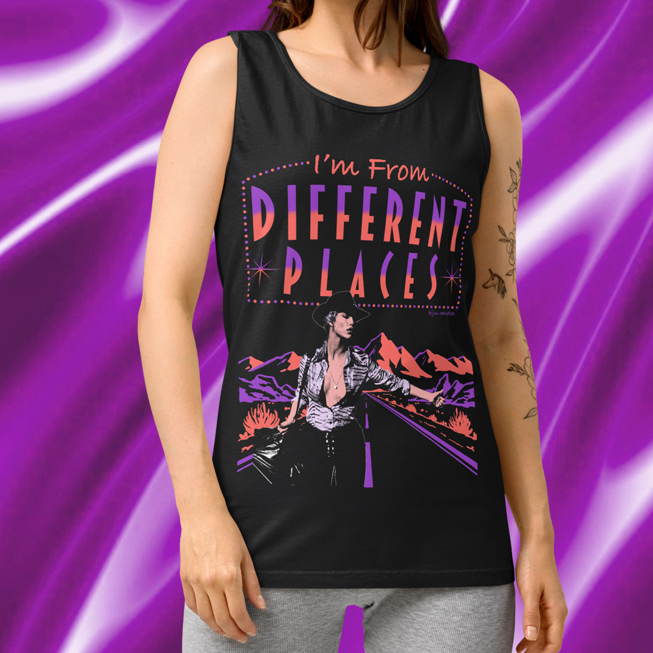 Different Places Showgirls Unisex Premium Tank Top
