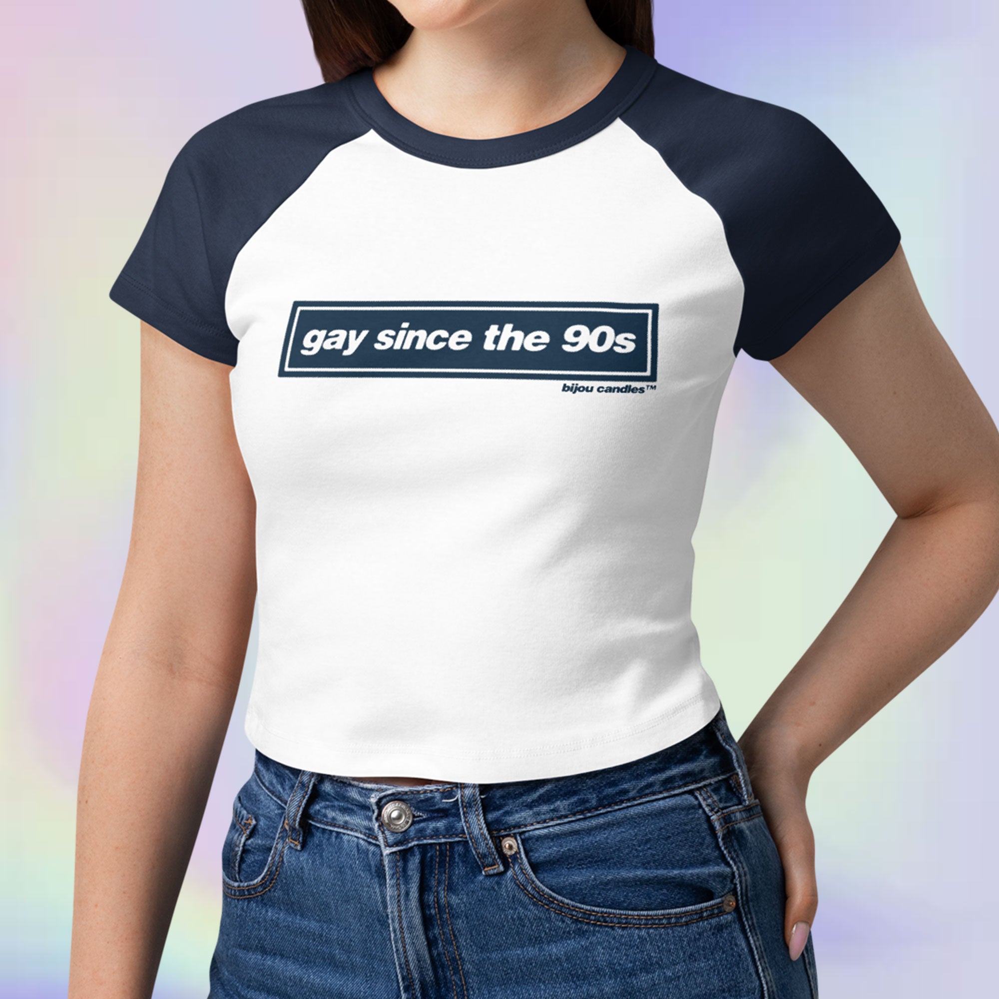 Gay Since The 90s Women's Micro-rib Raglan Baby Tee