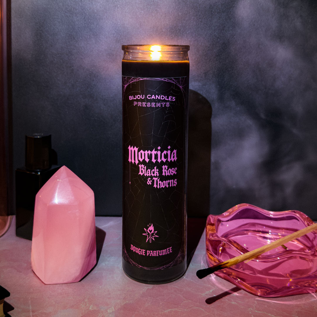 Morticia • Black Rose & Thorns Tall Candle