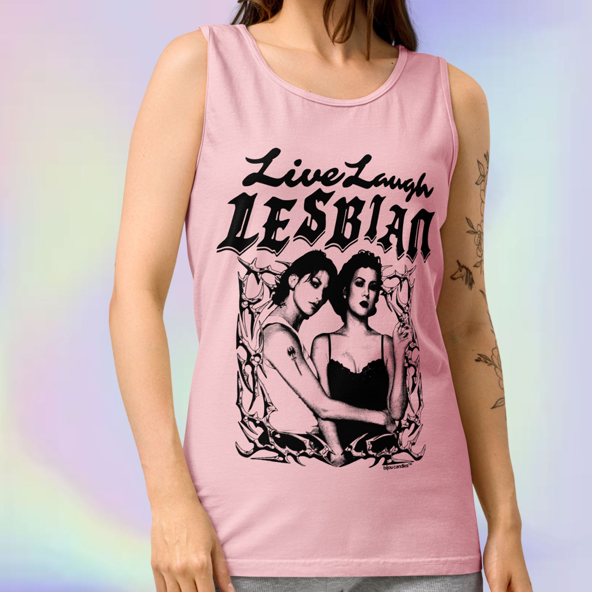 Bound Live Laugh Lesbian Unisex Premium Tank Top