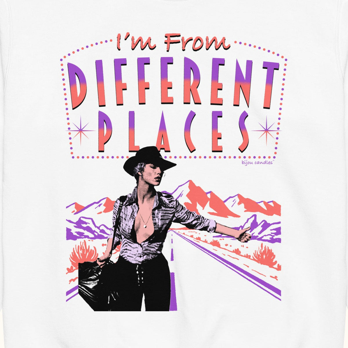 Different Places Showgirls Unisex Sweatshirt in White, Premium fabric