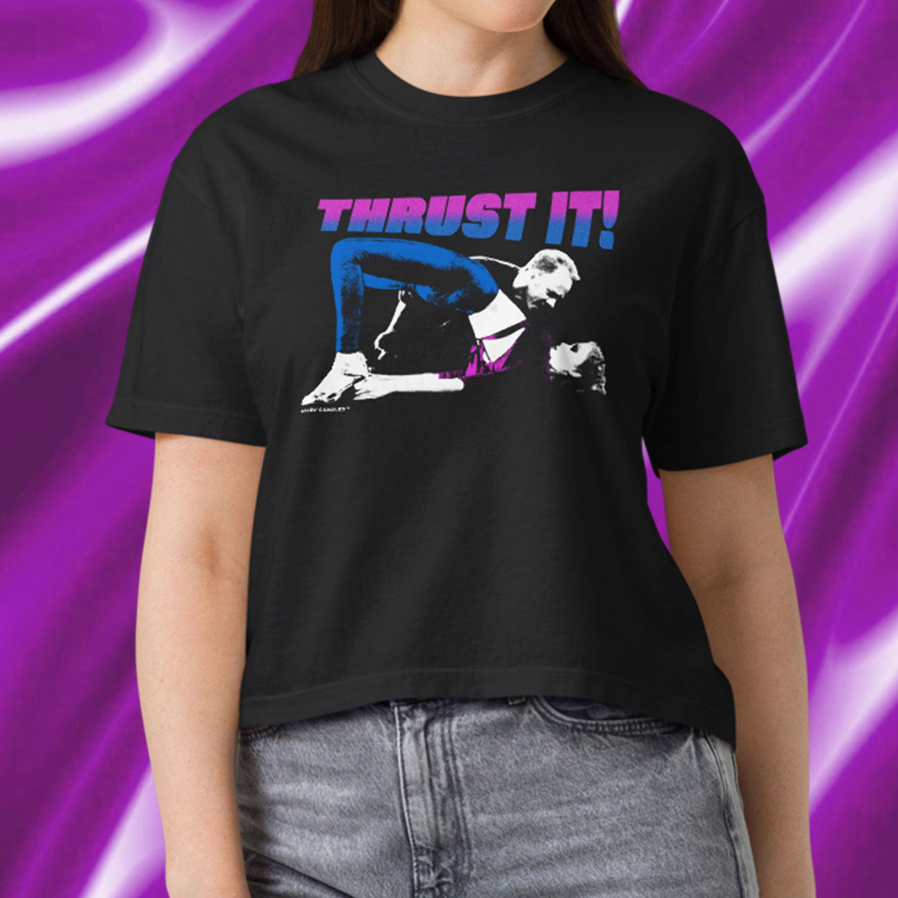 Showgirls Thrust It! Women’s Premium Crop Top