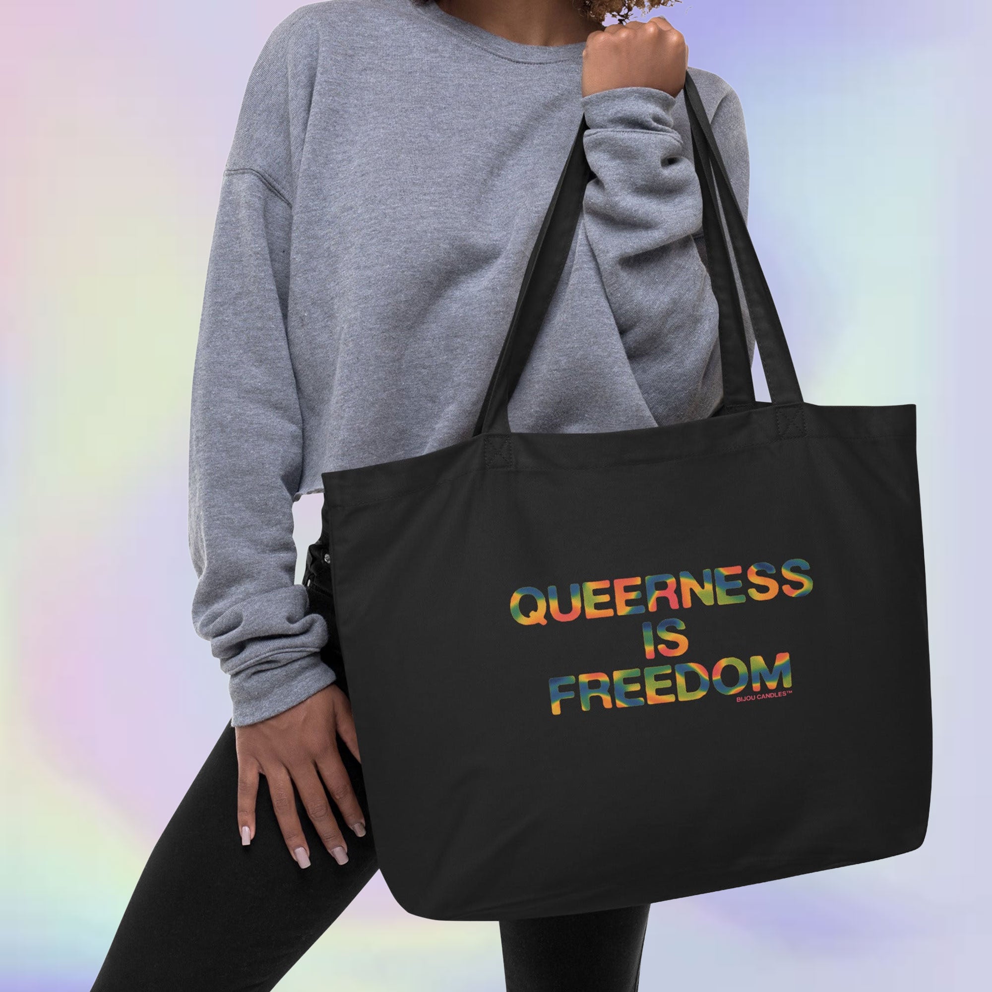 Queerness Is Freedom Large Organic Cotton Tote Bag