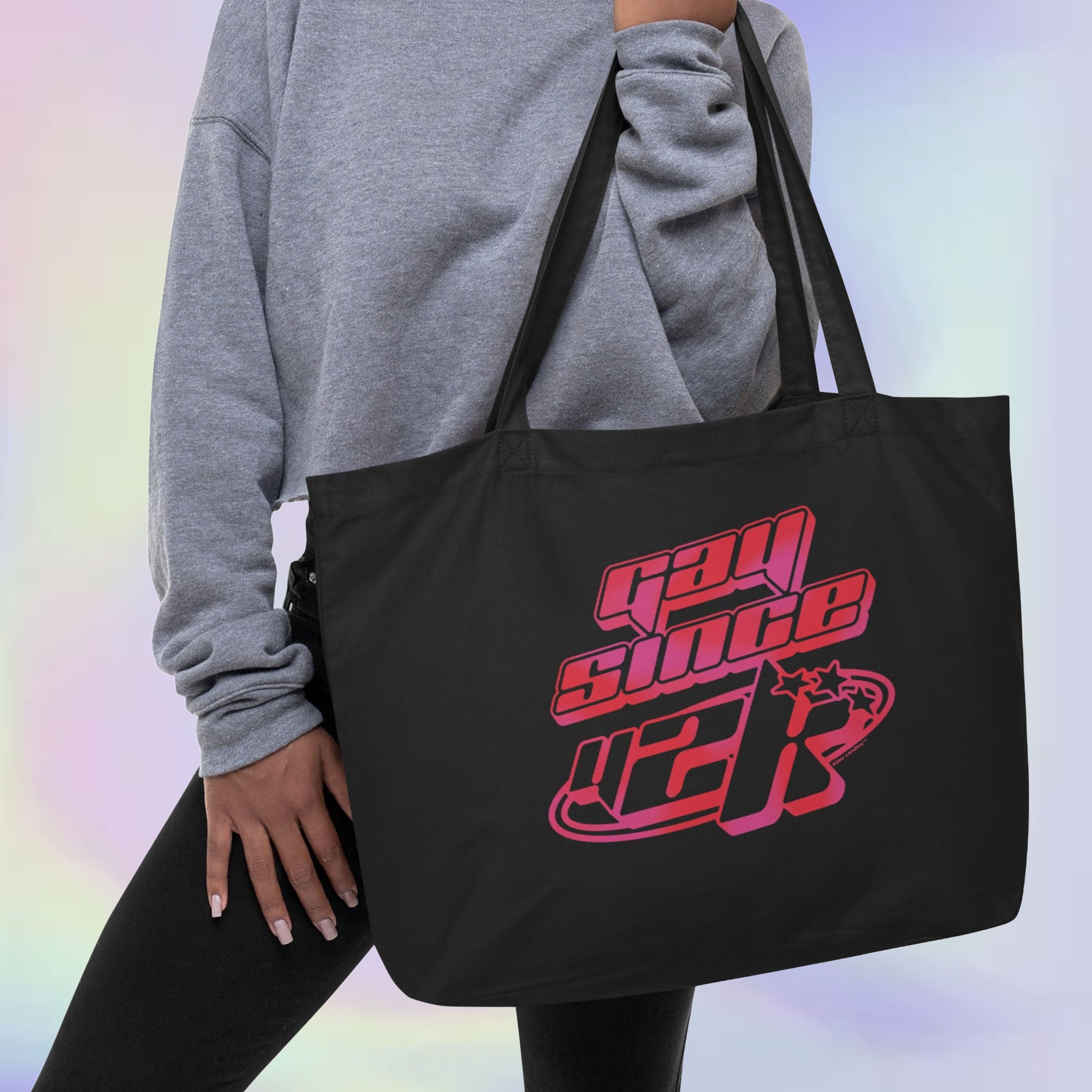 Gay Since Y2K Large Organic Cotton Tote Bag