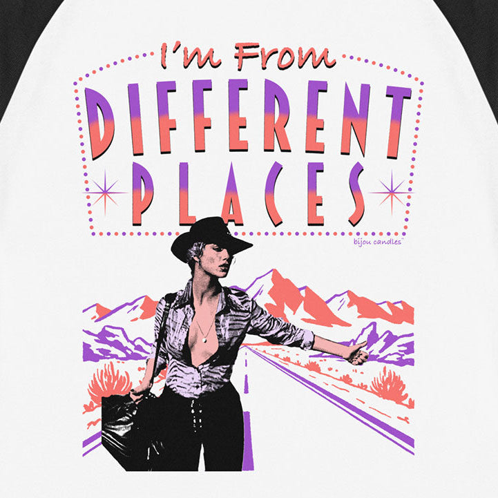 Different Places Showgirls Women’s Micro-rib Raglan Baby Tee